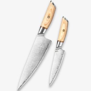 Blissful Edge 2pcs Damascus Steel Chef And Utility Knife