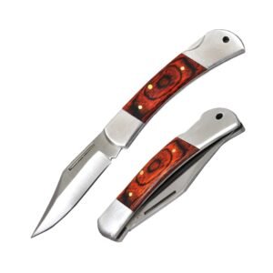 4.25 Inches Classical Lockback Style Pakka Wood Inlaid Handle Schwarzwolf Folding Pocket Knife
